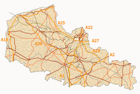 Carte du Nord-Pas-de-Calais avec les routes, les autoroutes et les moyens de transport