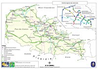 carte Nord-Pas-de-Calais véloroutes ou pistes cyclables