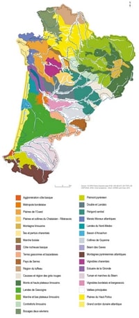 Carte Nouvelle-Aquitaine paysages naturels urbains