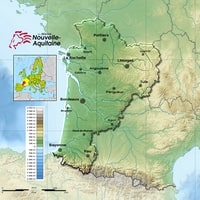 Carte Nouvelle-Aquitaine villes relief altitude