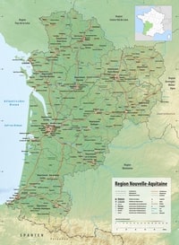 Carte Nouvelle-Aquitaine villes villages routes autoroutes