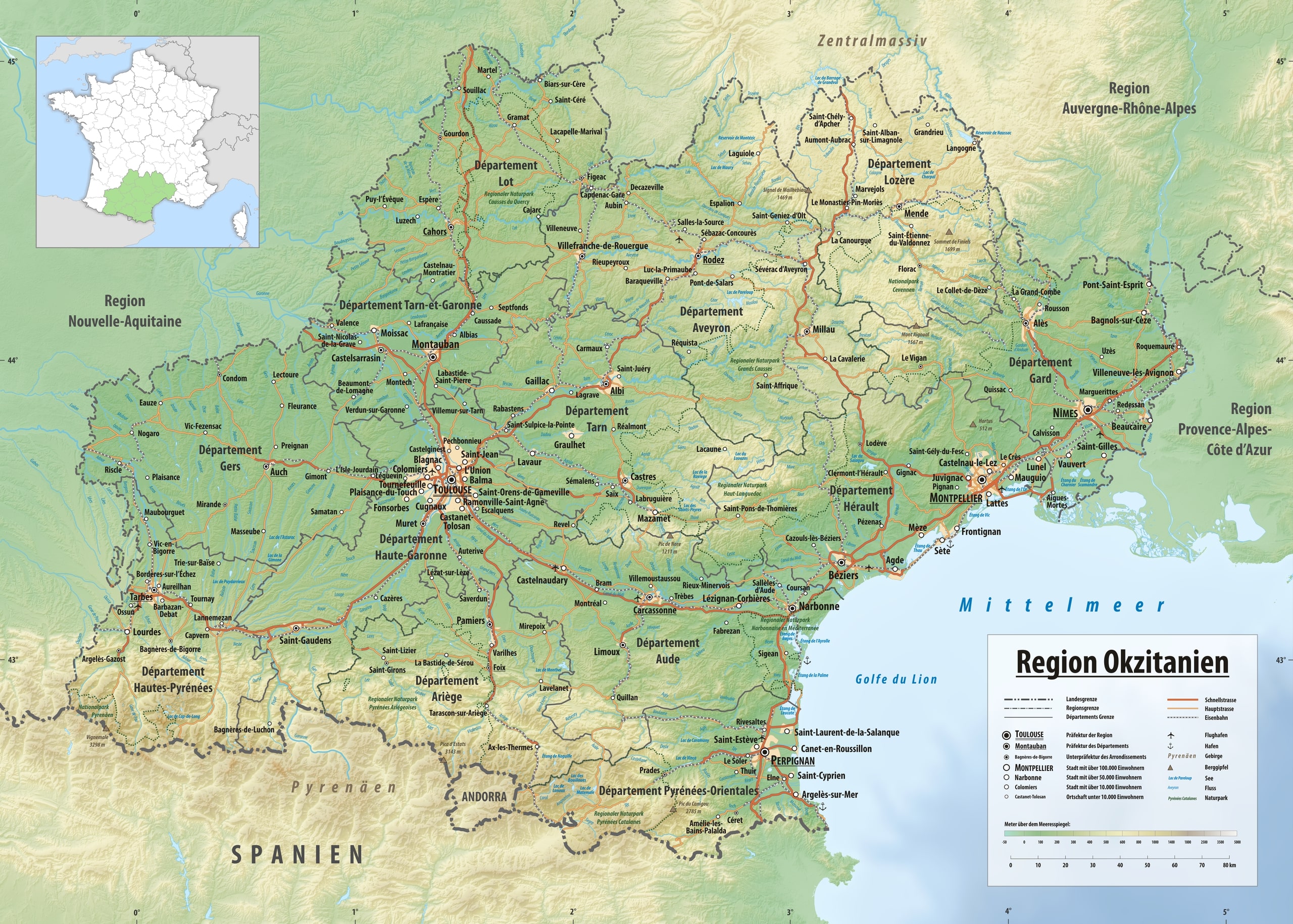 Région de France : Carte de l'Occitanie