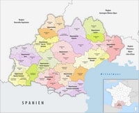 Carte Occitanie départements arrondissements