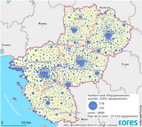 Carte des Pays de la Loire avec les équipements sportis