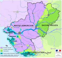 Carte géologique des Pays de la Loire avec les zones humides