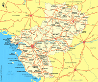 Carte routière des Pays de la Loire avec les villes