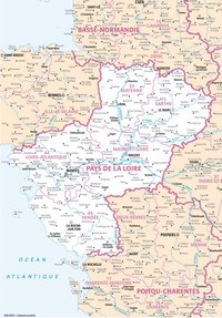 Carte des Pays de la Loire avec les villes et les rivières