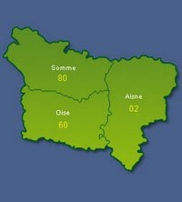 Carte de la Picardie avec les départements