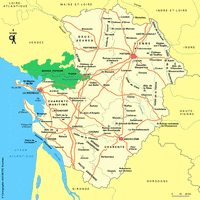 Carte du Poitou-Charentes avec les villes et les routes