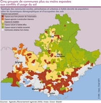 carte PACA occupation des sols et la pression de l'urbanisation