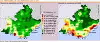 carte PACA densité de population de 1876 à 2009