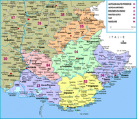 Carte de la Provence-Alpes-Côte d'Azur avec les départements et les rivières
