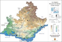 Carte de la Provence-Alpes-Côte d'Azur avec les transports, le relief et l'altitude
