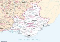 Carte de la Provence-Alpes-Côte d'Azur avec les villes et les rivières