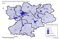 Carte du Rhône-Alpes avec la densité de la population en 2006