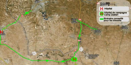 Carte pour évacuation des blessés de la ville de Dera