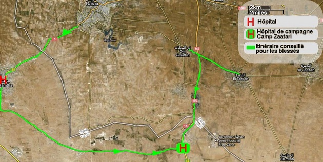 Plan évacuation des blessés de Dera