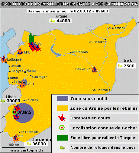 carte situation en Syrie le 02.08.12