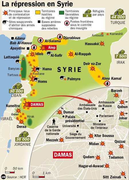 Carte de la représsion en syrie.