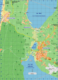 Carte de Biscarrosse avec les communes, les lacs et les routes
