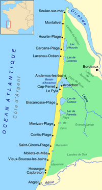 carte Biscarrosse côte d'argent