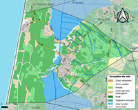 Grande carte de Biscarrosse avec l'occupation des sols