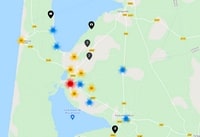 Carte interactive de Biscarrosse avec des informations touristiques