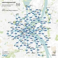 Carte Bordeaux temps parcours pied vélo