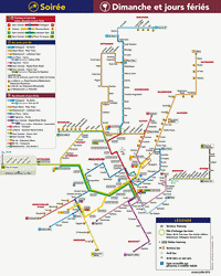 Carte de Mulhouse avec les bus et les trams le dimanche et en soirée à partir de 20h