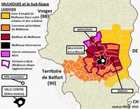 carte Mulhouse sud Alsace banlieue couronne communes intra-muros