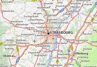 Carte de Strasbourg avec les aéroports aux alentours