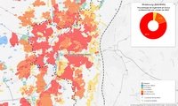 Carte de Strasbourg avec le développement de l'Internet très haut débit