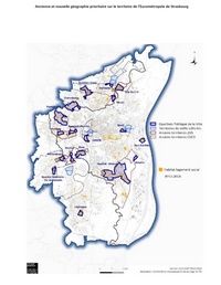 Carte de Strasbourg politique avec les différents quartiers et les logements sociaux