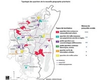 Carte de Strasbourg avec la typologie des quartiers