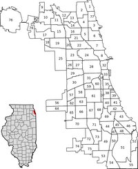 Carte de Chicago avec les 77 secteurs communautaires