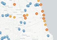Carte de Chicago avec les fontaines d'eau potable