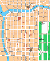 Carte de Chicago avec le quartier Loop en gros plan