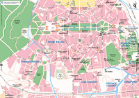 Carte de Delhi centre sud avec New Delhi et le quartier des ambassades