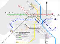 Carte de Delhi avec le métro et les trains