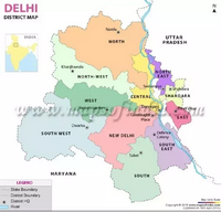 Carte de Delhi avec les quartiers de Delhi