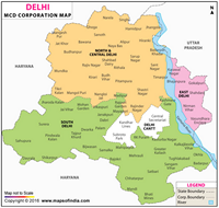 Carte de Delhi avec les municipalités