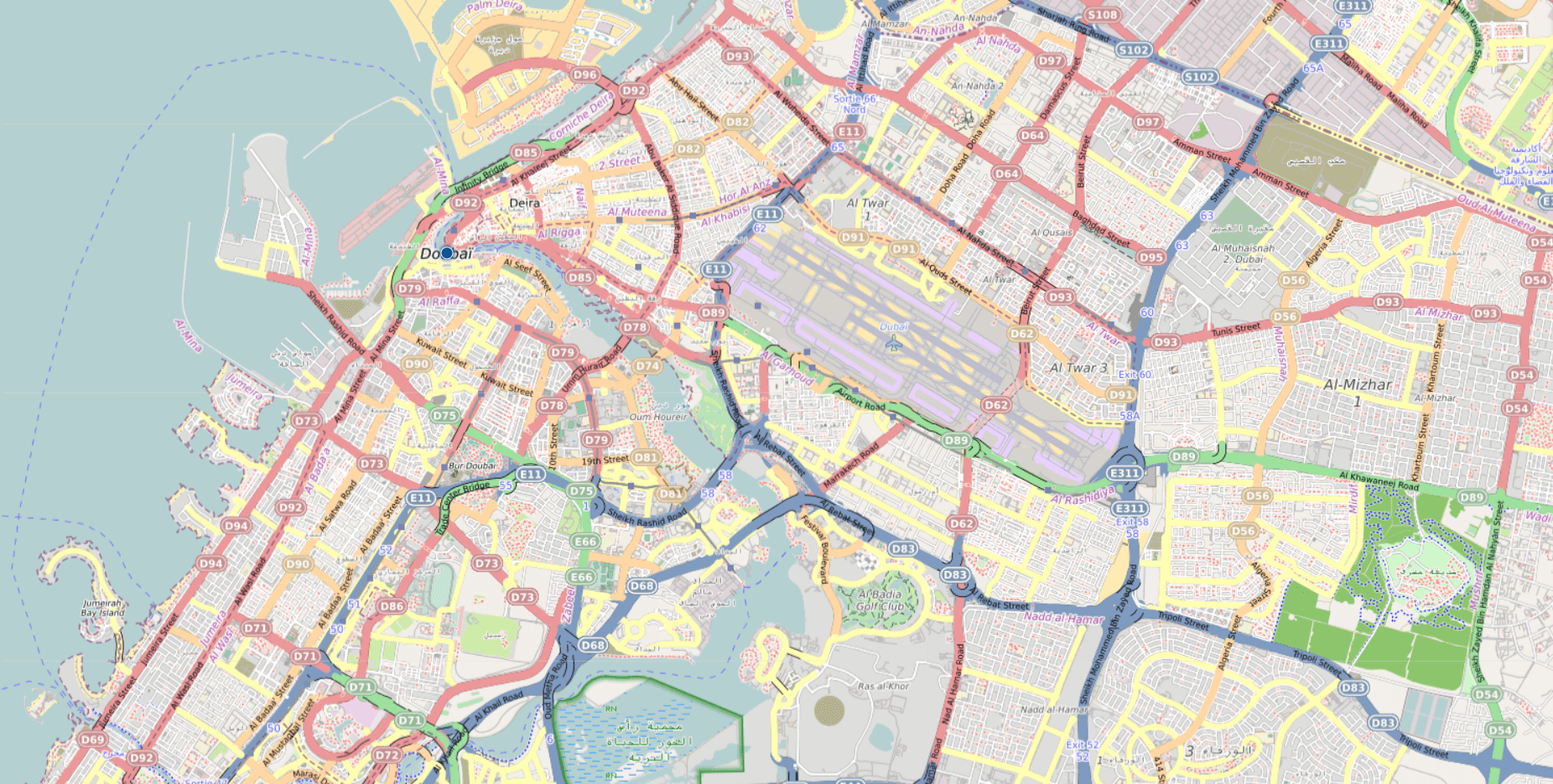 Carte du centre de Dubaï