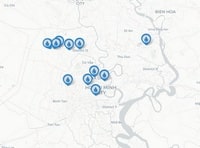 Carte d'Hô Chi Minh City avec les fontaines d'eau potable
