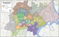 Carte de Ho Chi Minh Ville avec les quartiers et les circonscriptions