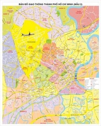 Carte d'Hô Chi Minh vue d'ensemble avec les hôpitaux, l'aéroport, les gares ferroviaires et maritimes