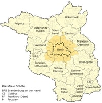 carte agglomération de Berlin dans le Land du Brandenburg