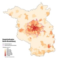 carte Berlin densité de population par habitant au km²