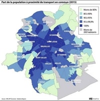 carte Bruxelles population à proximité des transports en commun