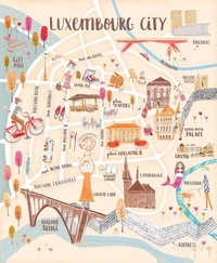 Carte décorative de la ville de Luxembourg avec des illustrations touristiques