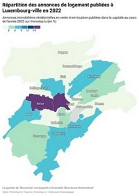 carte ville de Luxembourg annonces immobilières quartier